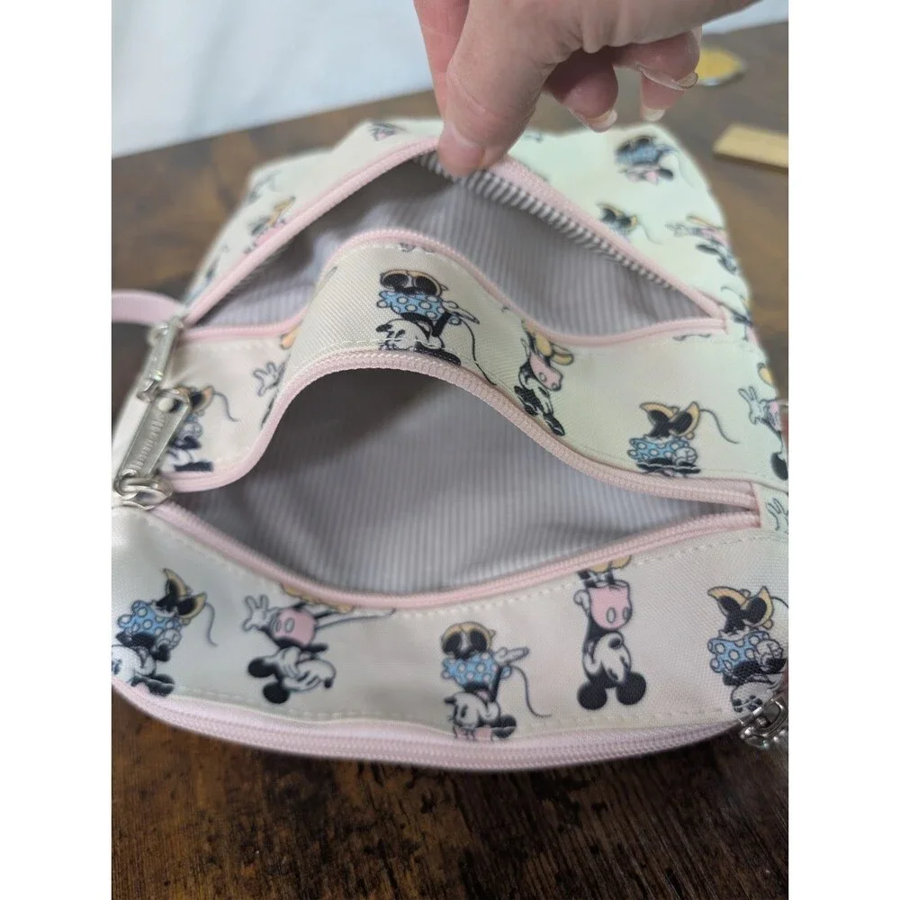 Disney Loungefly Mickey Minnie Mouse AOP Canvas Crossbody Passport Bag